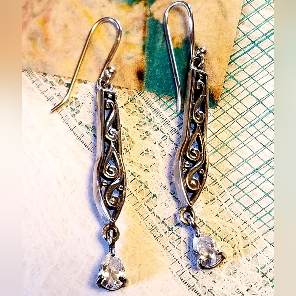 Rare Silpada Sterling Silver & Zirconia Earrings